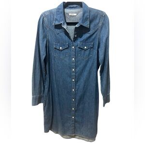 GAP Classic Denim Button Down Mini Dress Pockets SZ S EUC